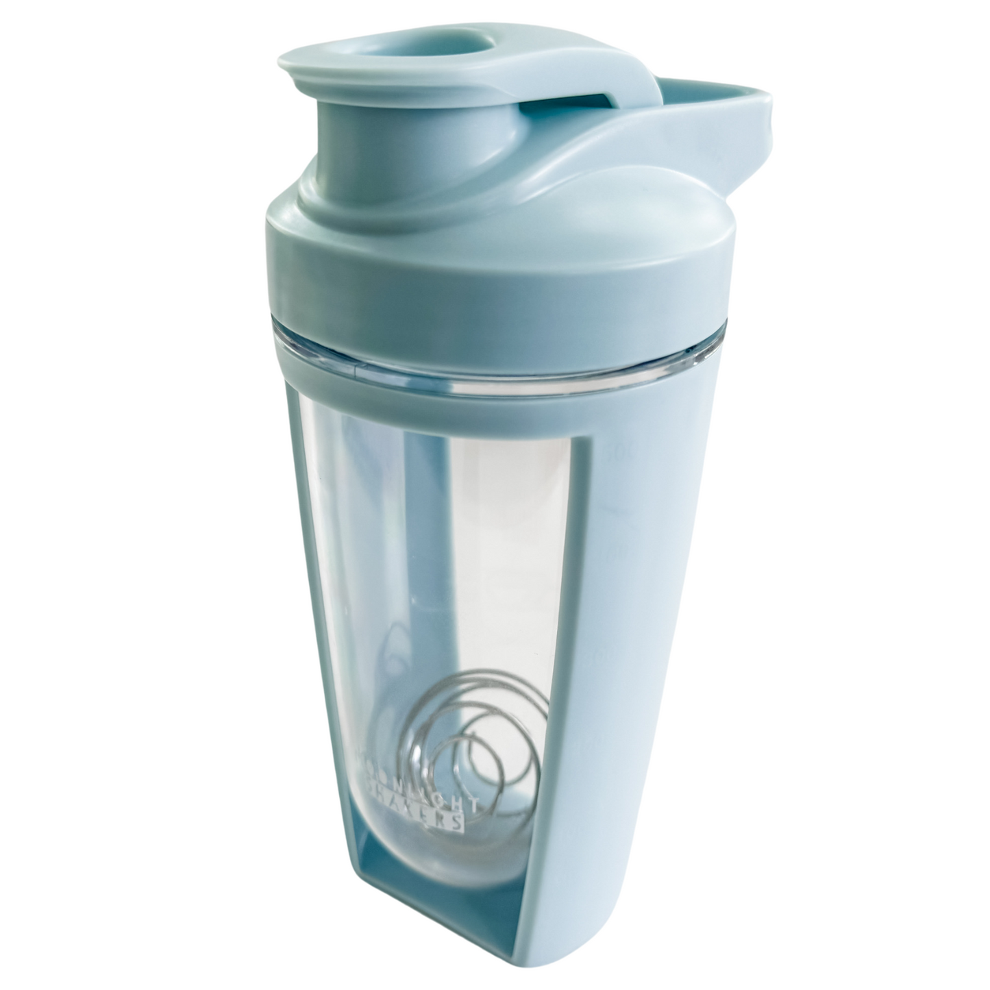 a blue blender with a lid on a white background