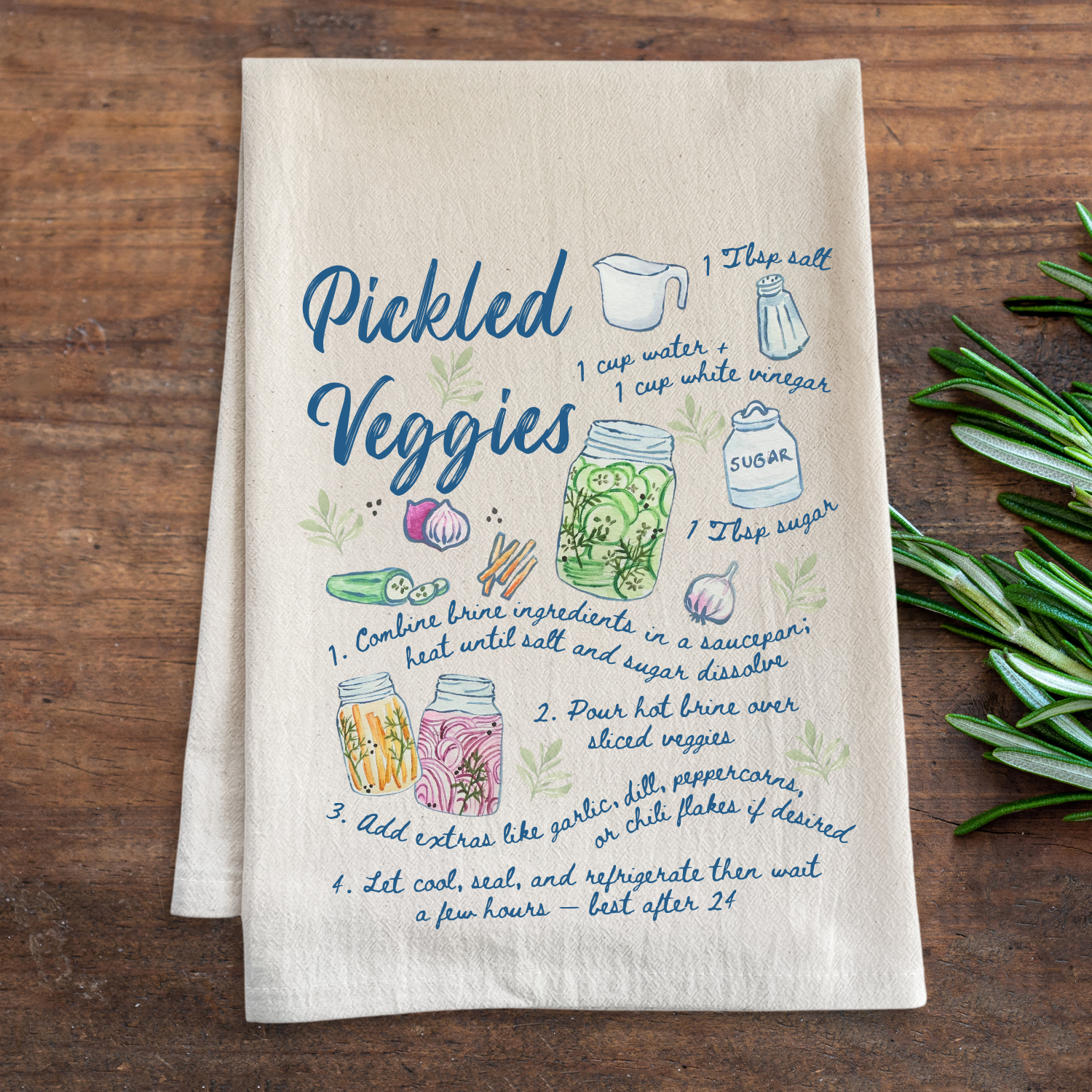 Pickled Veggies Recipe - Watercolor Kitchen Towel