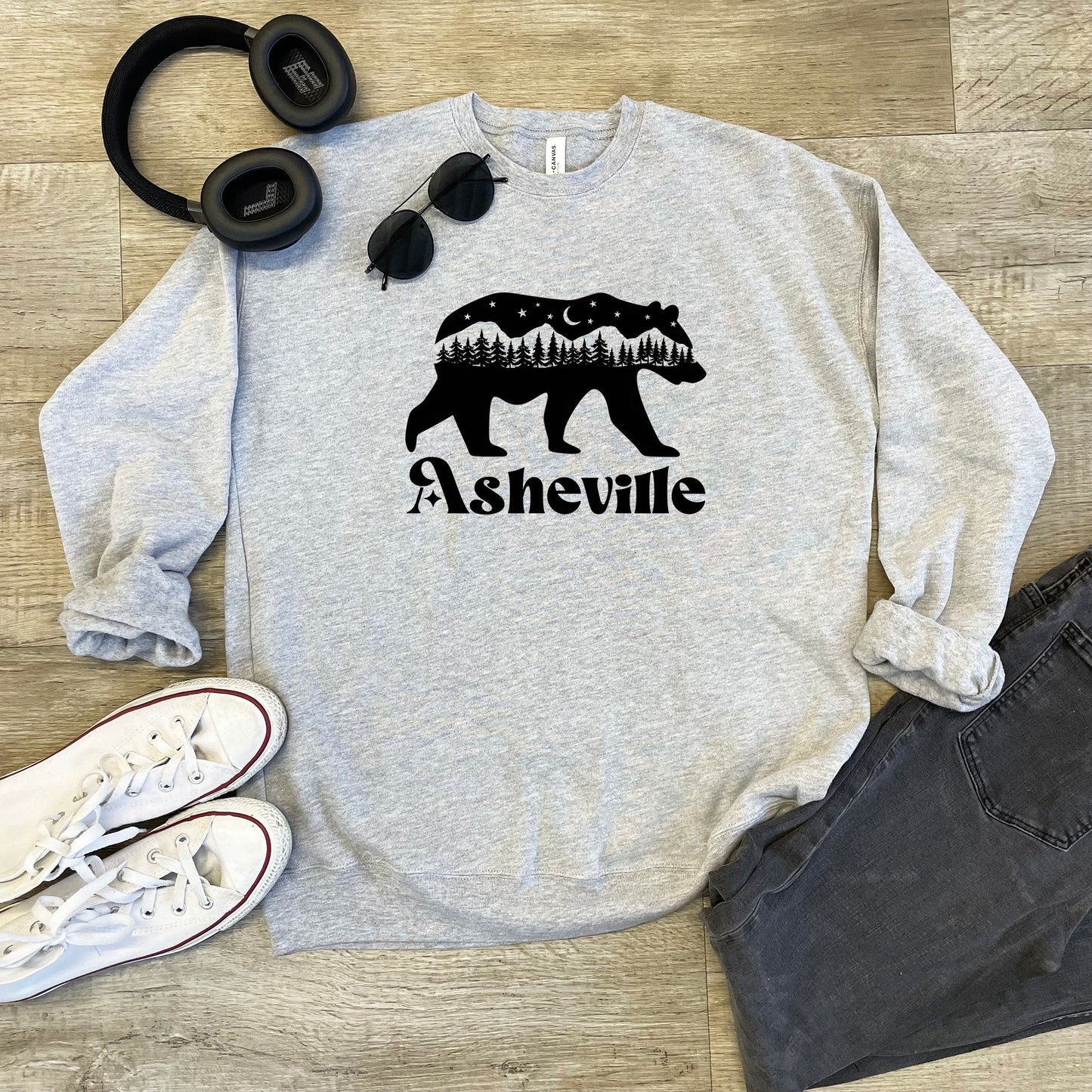 Asheville Bear - Unisex Sweatshirt - Heather Gray, Dusty Blue, Mauve, or Gold