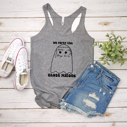 a women's tank top with a ghost on it