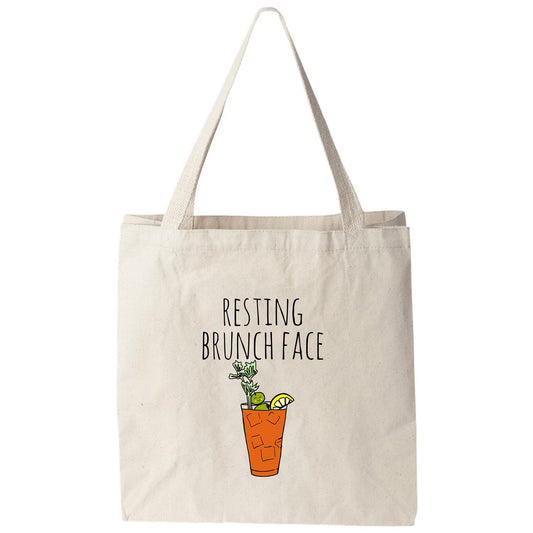 a tote bag with the words resting brunch face on it