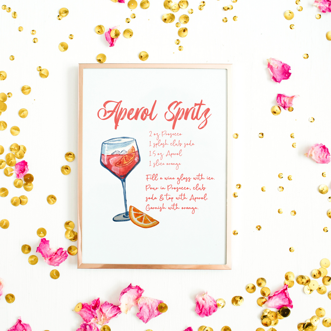 Aperol Spritz Cocktail Recipe Art Print