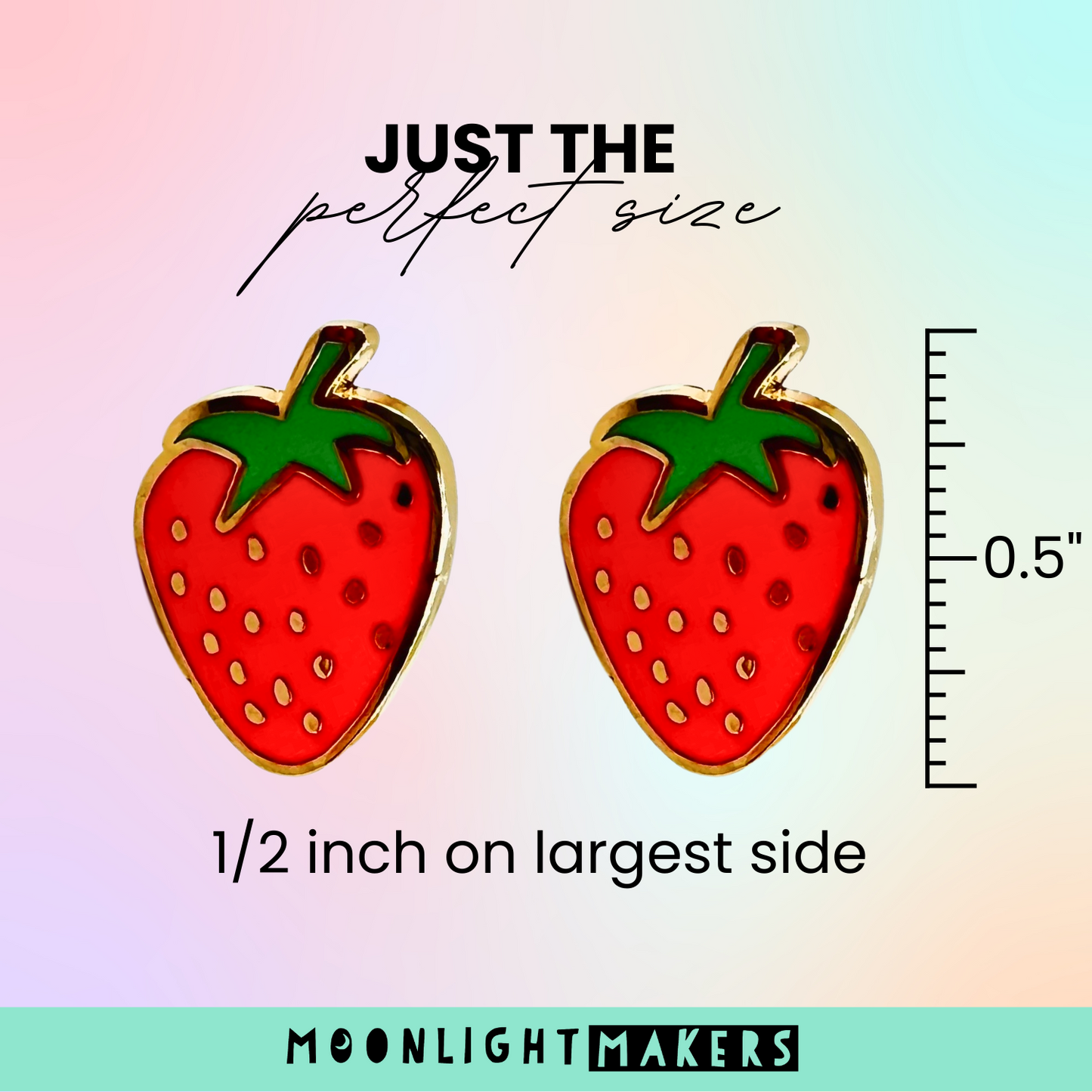 a pair of earrings with a strawberry on it