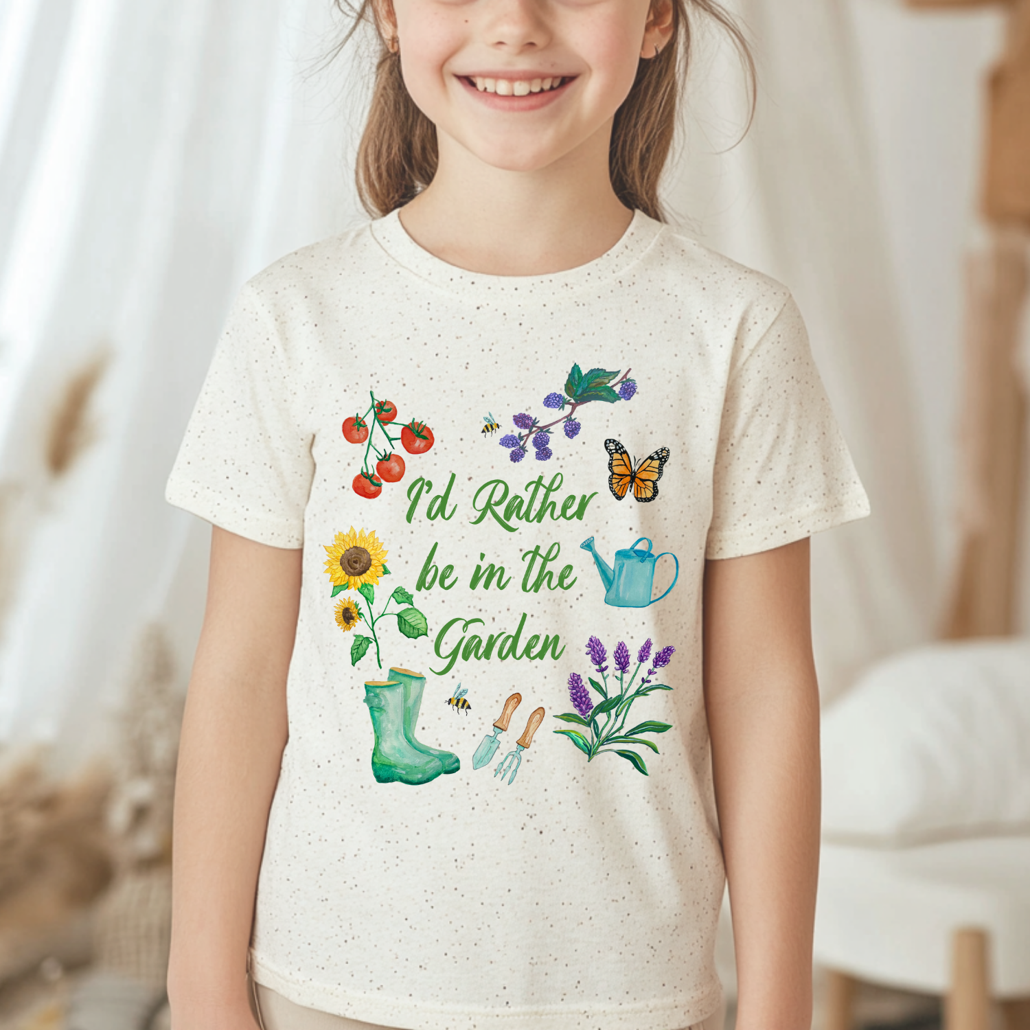 I'd Rather Be In The Garden - Kid's Tee - Oatmeal
