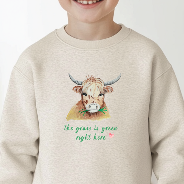 The Grass Is Green Right Here - Kid's Sweatshirt - Oatmeal