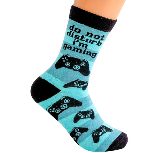 a pair of socks that say, do not disturb i'm scanning