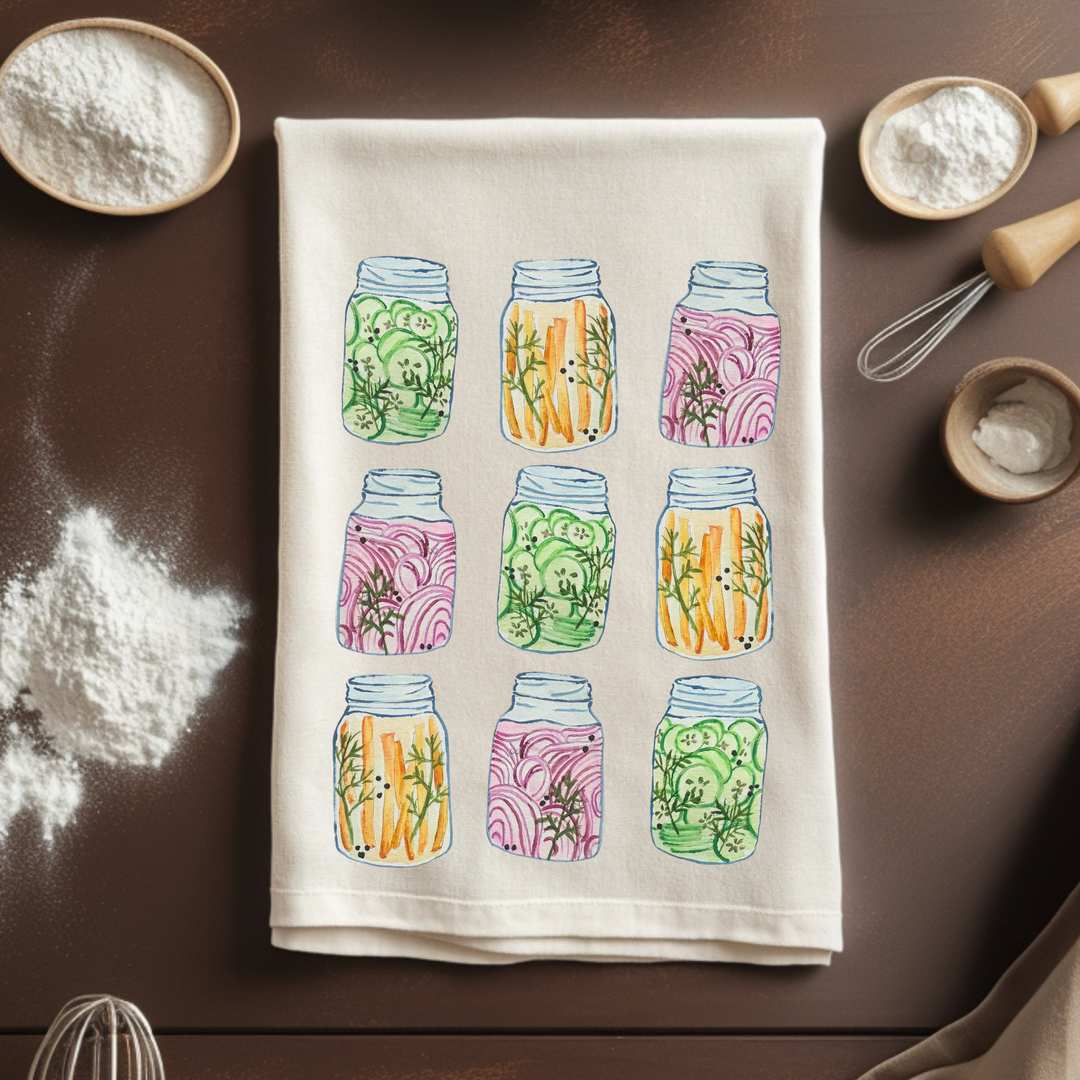 Pickling Jars - Watercolor Kitchen Towel