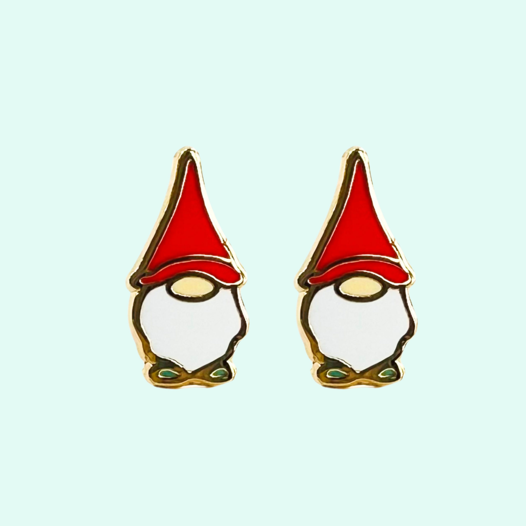 Gnome Earrings - 22k Gold Plated Studs