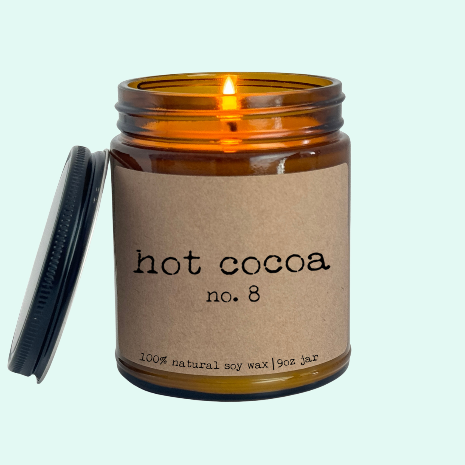Hot Cocoa Candle - 9oz Glass Jar Soy Candle - Craft Paper Label