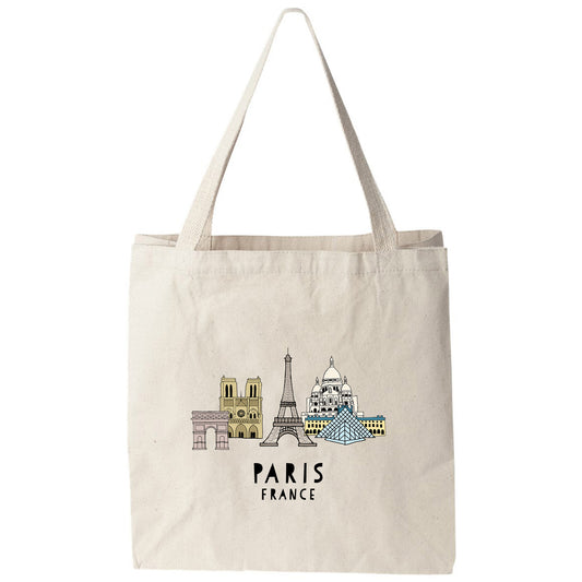 a tote bag with a picture of the eiffel tower