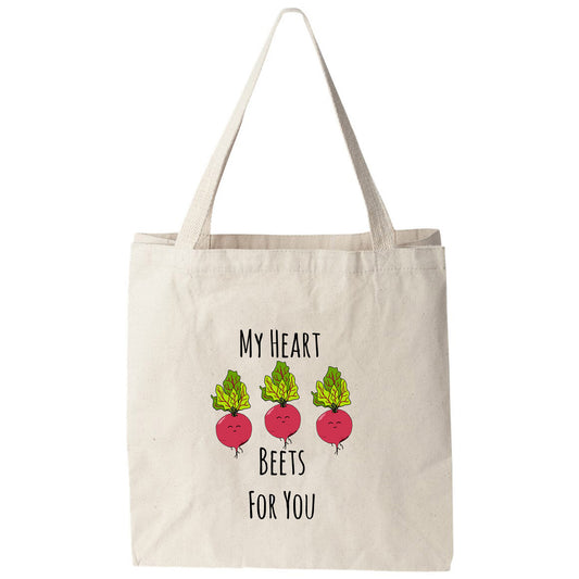 a tote bag that says, my heart beets for you