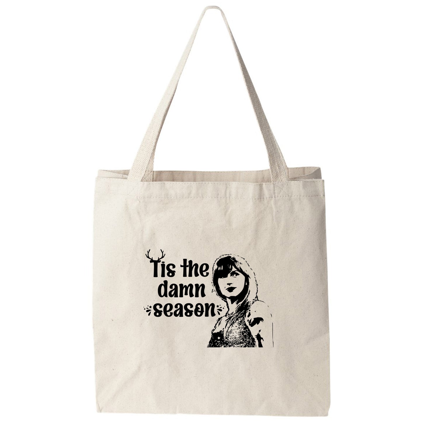 a tote bag with a picture of a woman on it