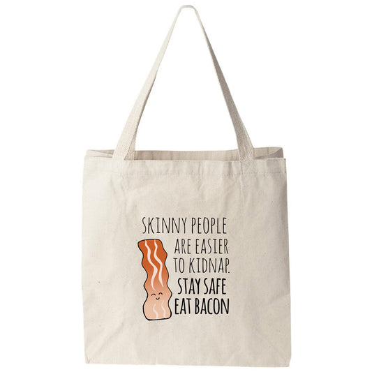 a tote bag with a picture of a bacon on it