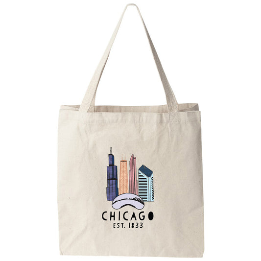 a chicago tote bag on a white background