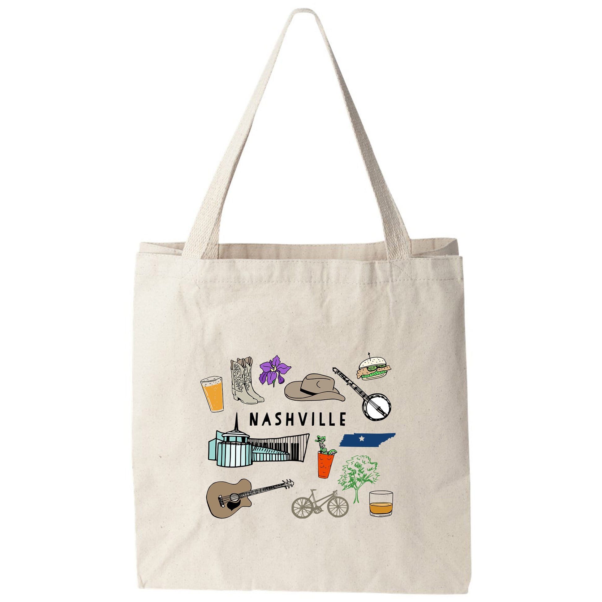 a tote bag with a picture of nashville