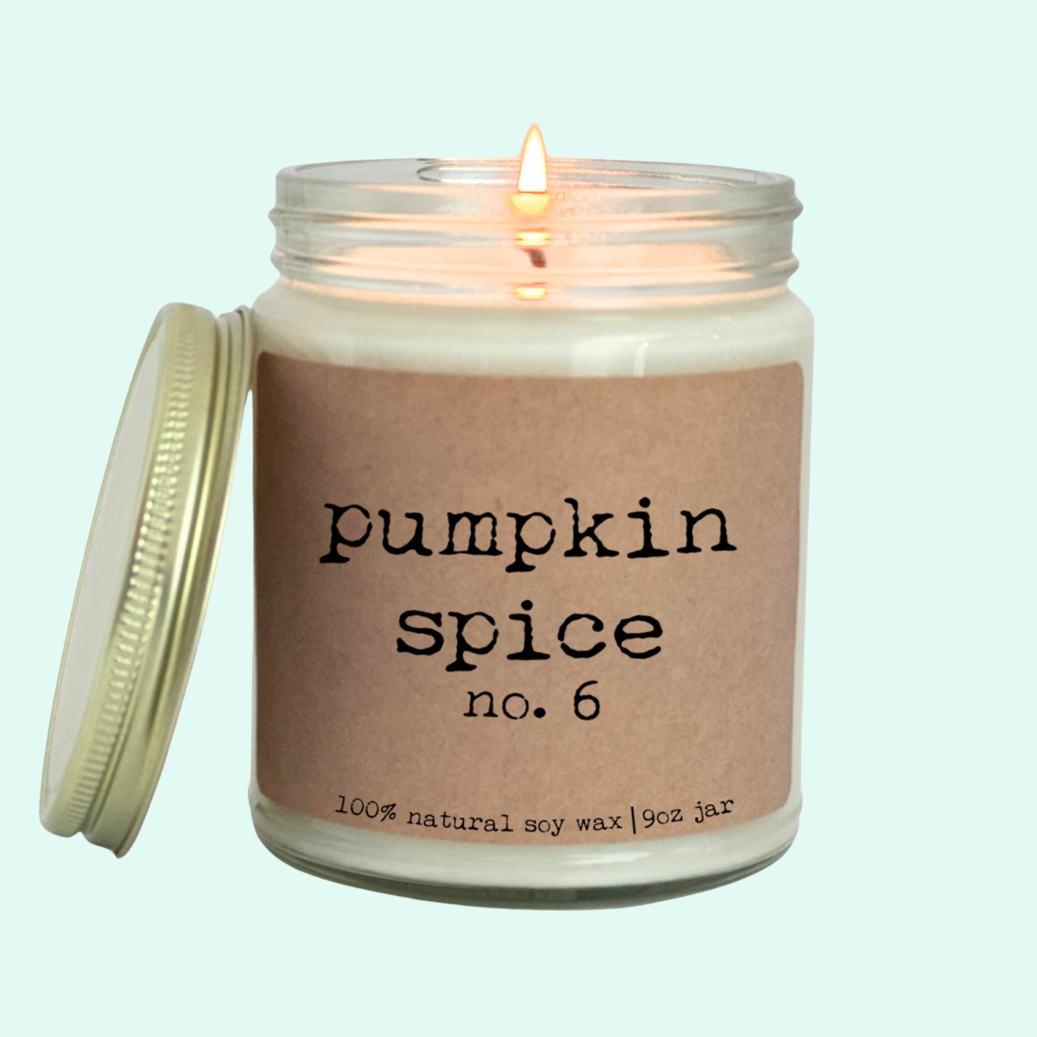 Pumpkin Spice Candle - 9oz Glass Jar Soy Candle - Craft Paper Label