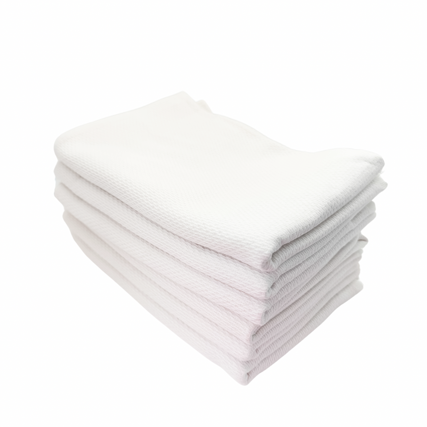 a stack of white towels on a white background