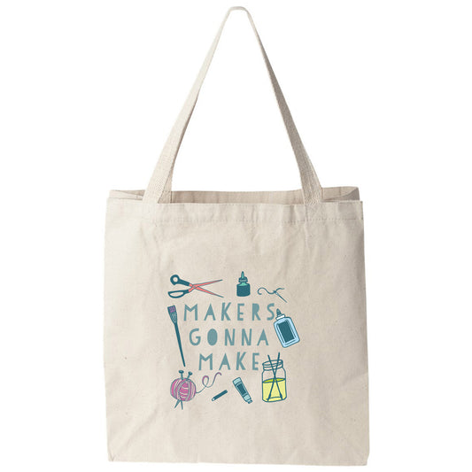 a tote bag with a sewing design on it