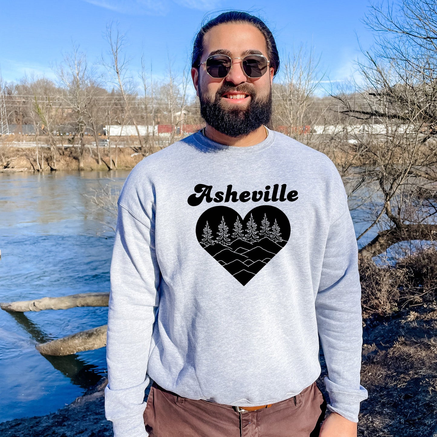 Asheville Heart - Unisex Sweatshirt - Heather Gray, Dusty Blue, Mauve, or Gold