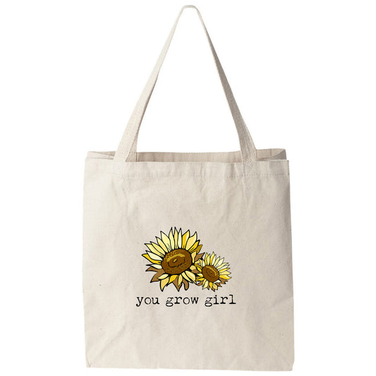 a tote bag with a sunflower on it