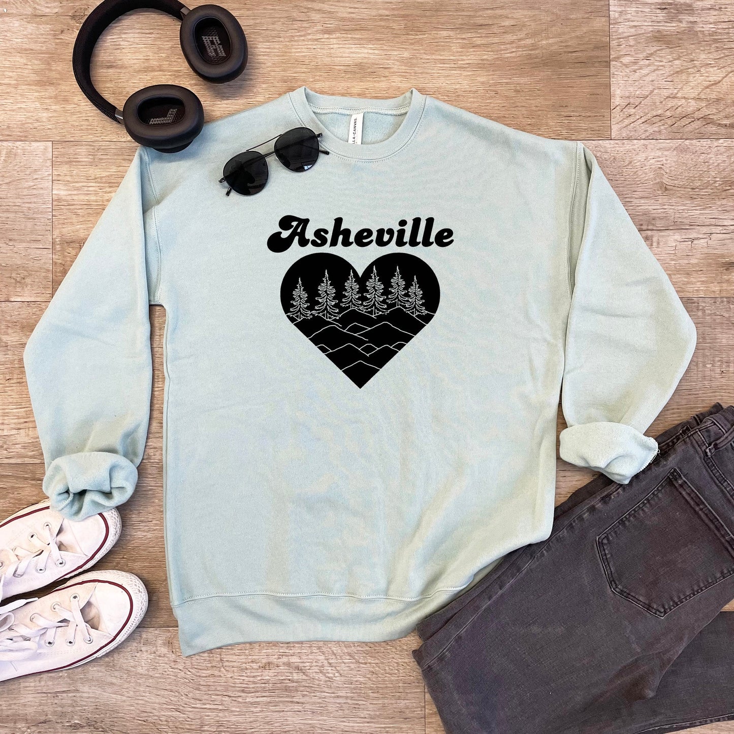 Asheville Heart - Unisex Sweatshirt - Heather Gray, Dusty Blue, Mauve, or Gold