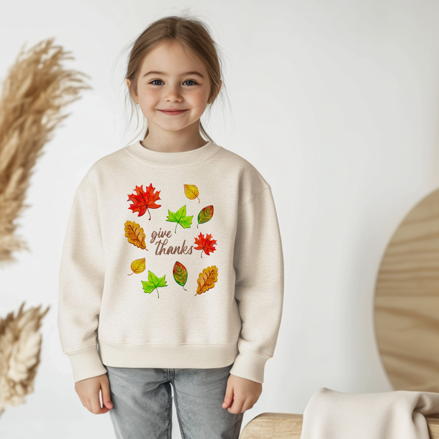Give Thanks - Kid's Sweatshirt - Oatmeal