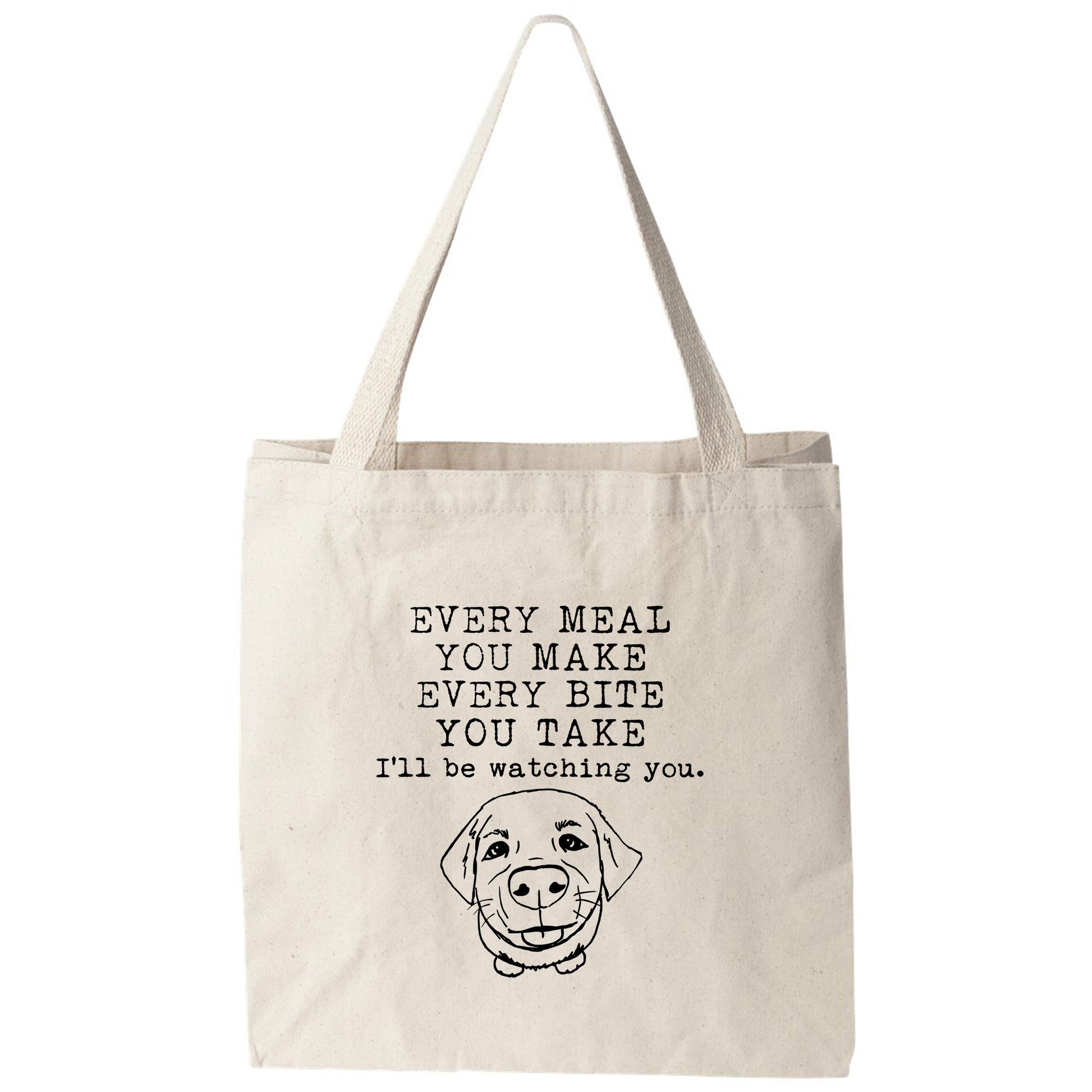 a tote bag with a picture of a dog on it