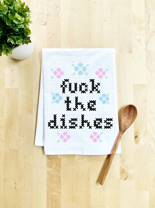 Full Color Dish Towels - Cross Stitch Effect - Fuck The Dishes