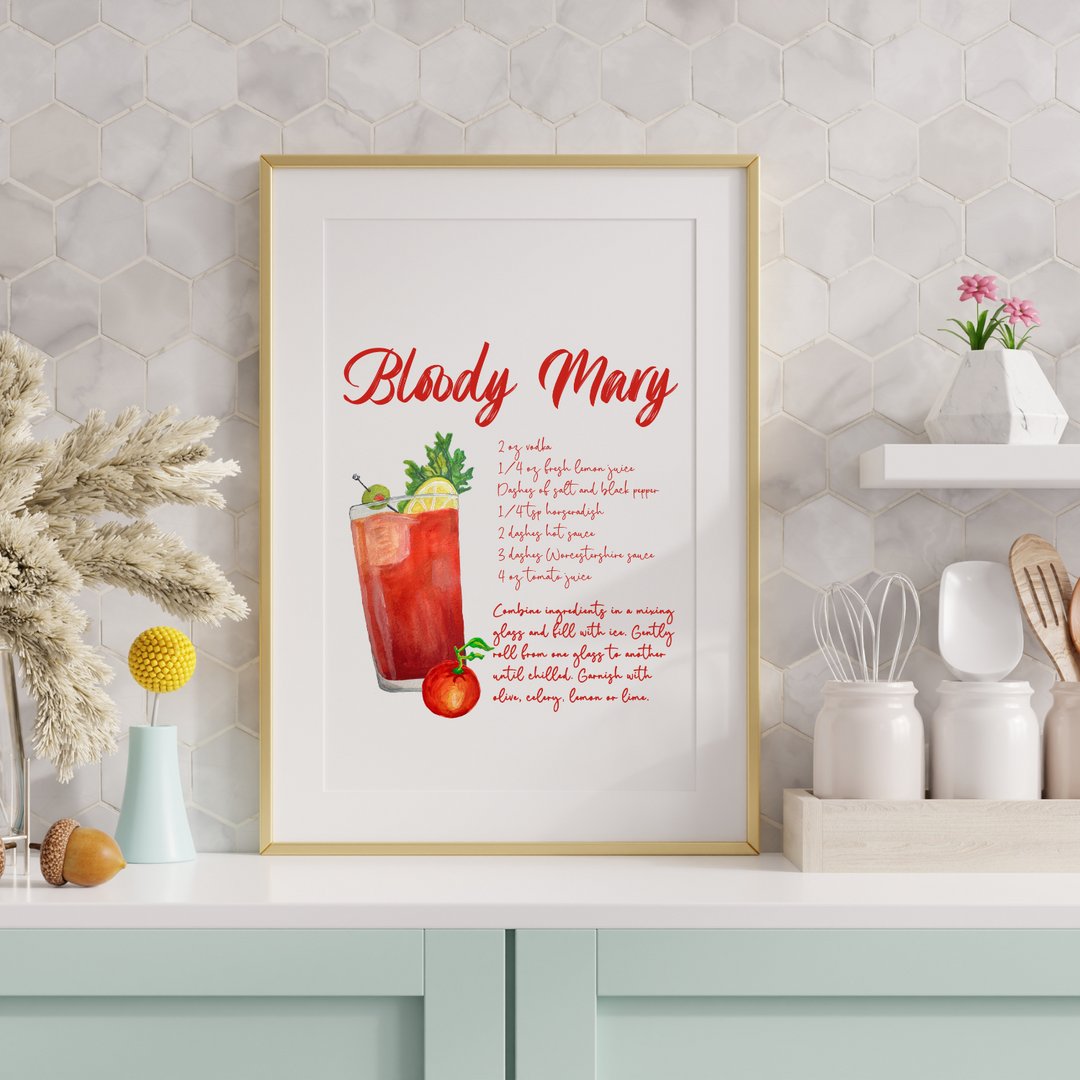 Bloody Mary Cocktail Recipe Art Print