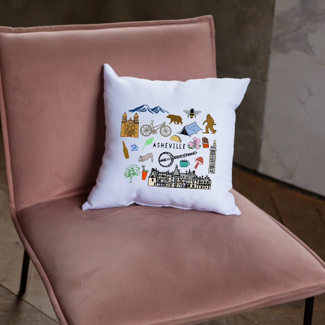 Asheville Collage Mix Throw Pillow