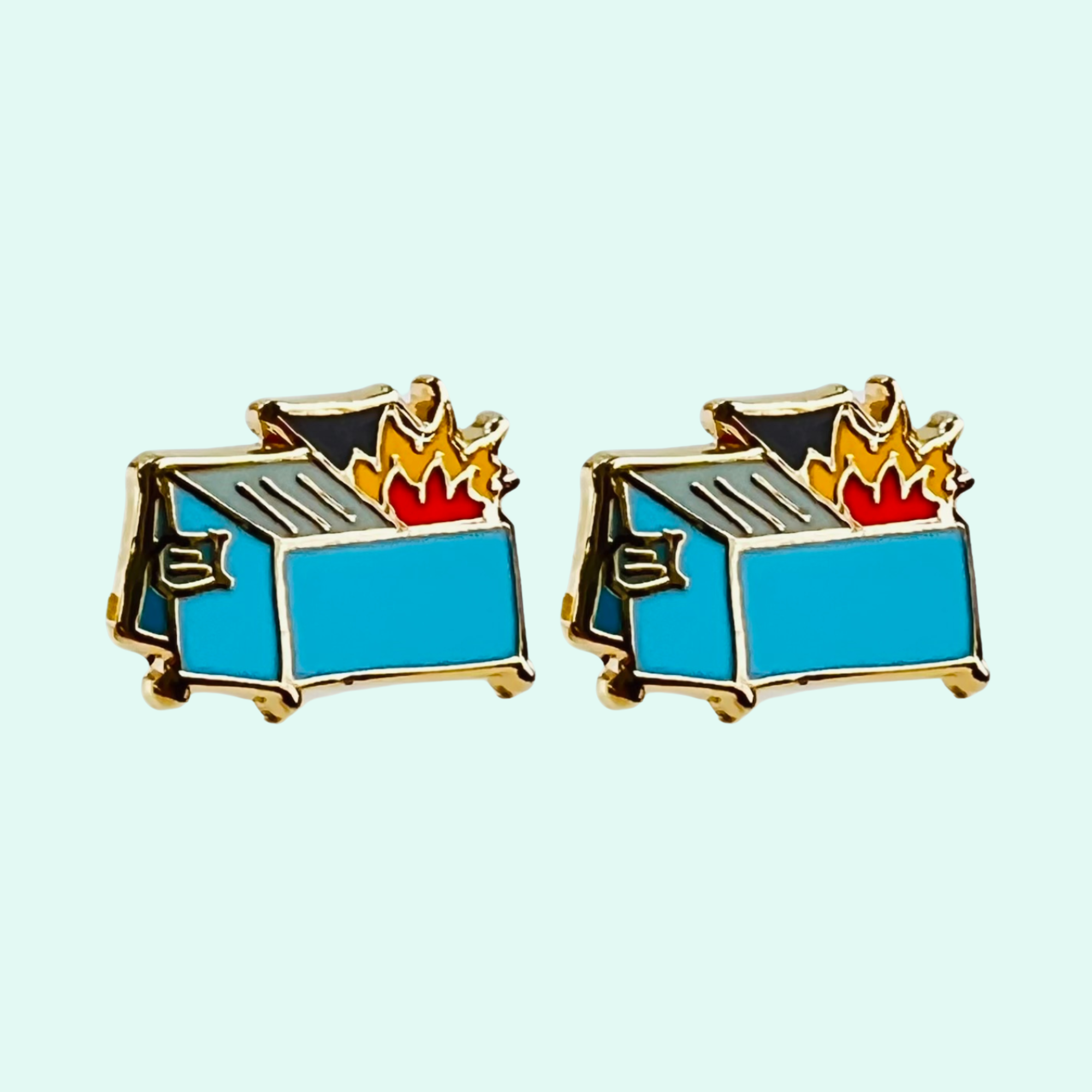 Dumpster Fire Earrings - 22k Gold Plated Studs