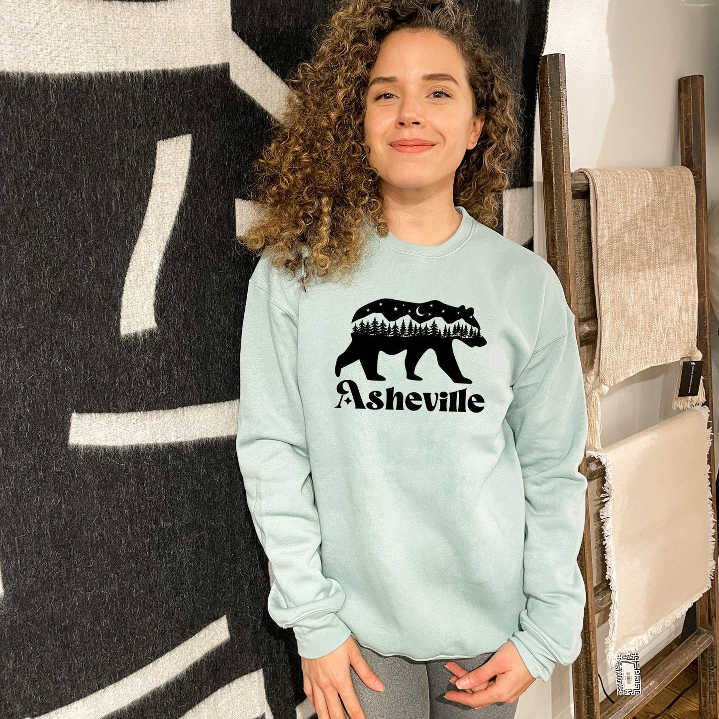 Asheville Bear - Unisex Sweatshirt - Heather Gray, Dusty Blue, Mauve, or Gold