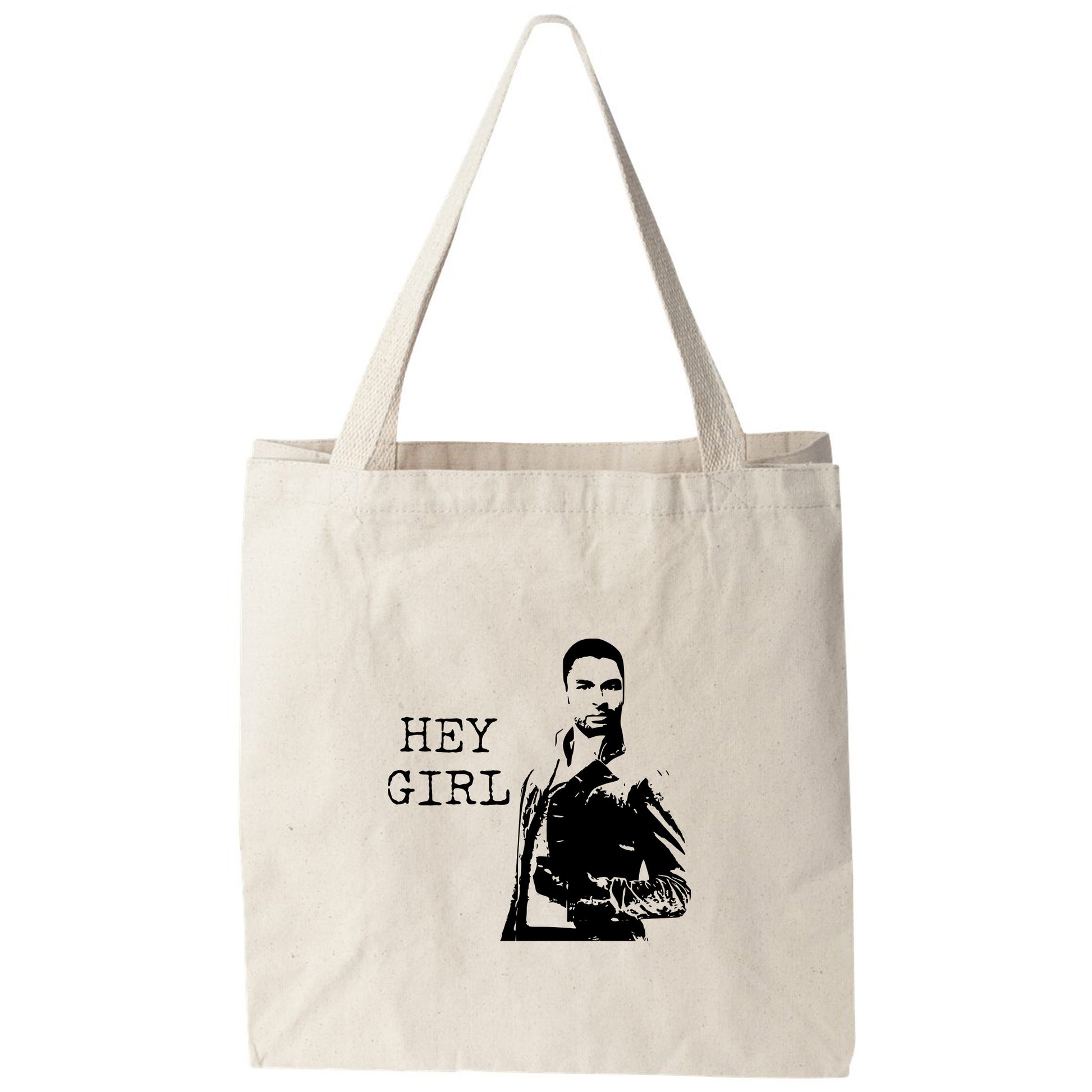 a tote bag with a picture of a man on it