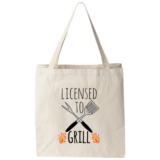 a tote bag with a grill on it