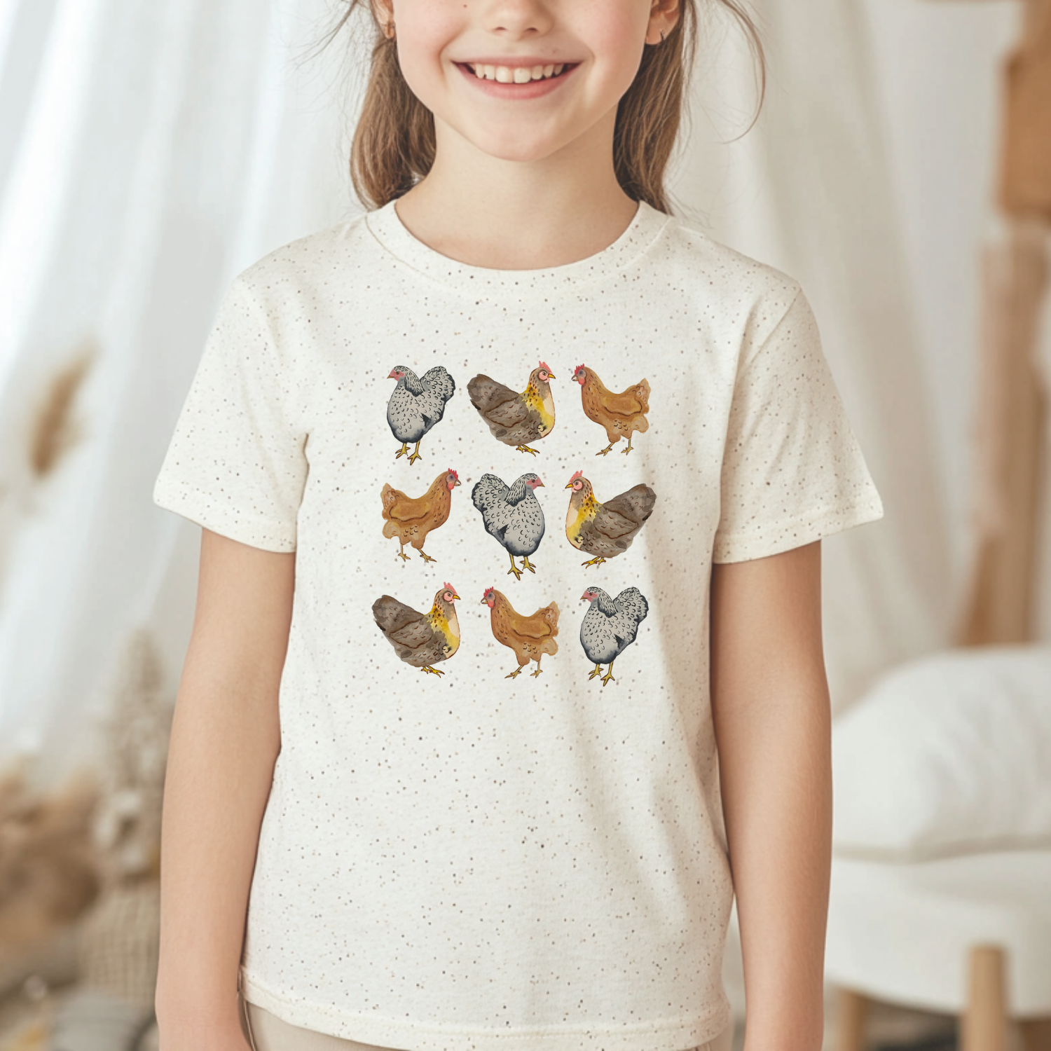 Farmhouse Chickens - Kid's Tee - Oatmeal