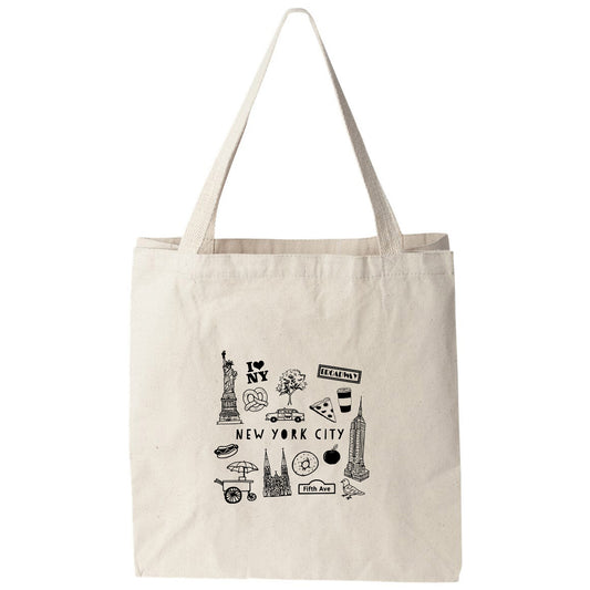 a tote bag with a picture of new york on it