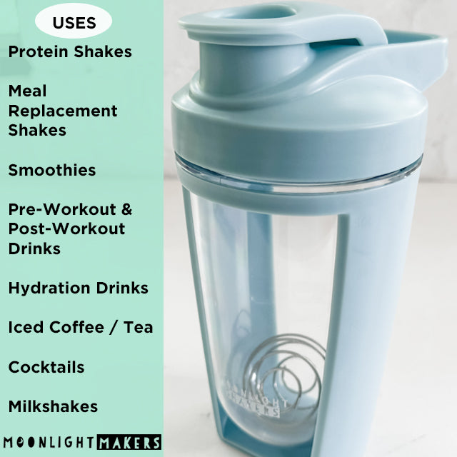 a blue blender with instructions on how to use it