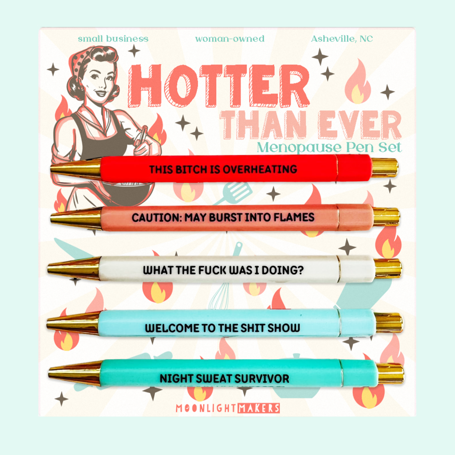 Menopause Gift Set – Hotter Than Ever Pen Set, I'm Still Hot Zipper Pouch, Today's Garbage Notepad