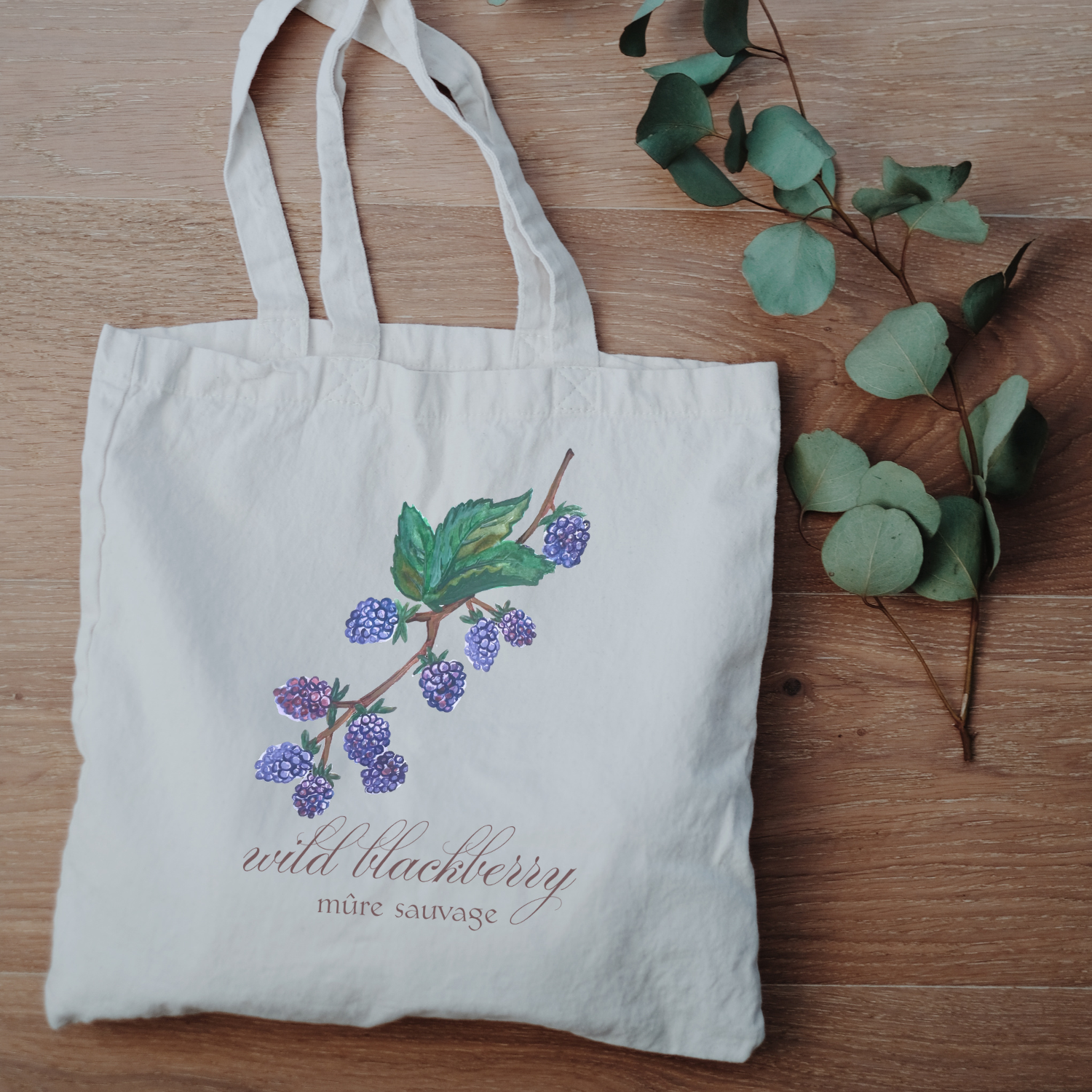 Wild Blackberry Watercolor Tote Bag
