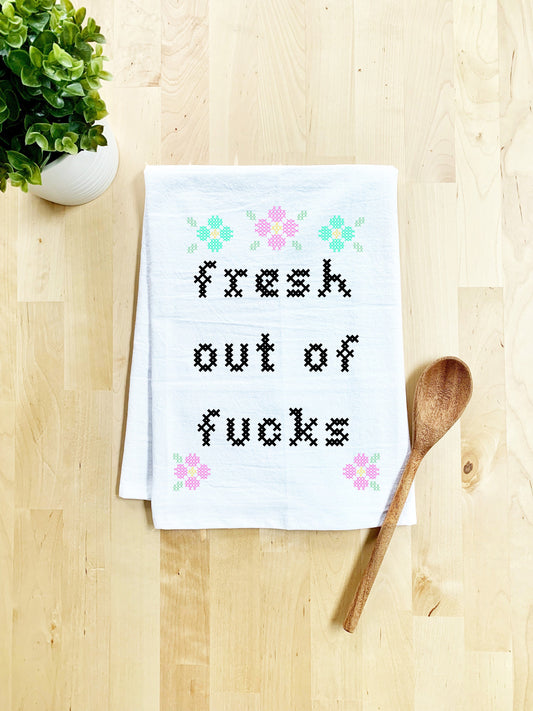 Full Color Dish Towels - Cross Stitch Effect - Fresh Out Of Fucks