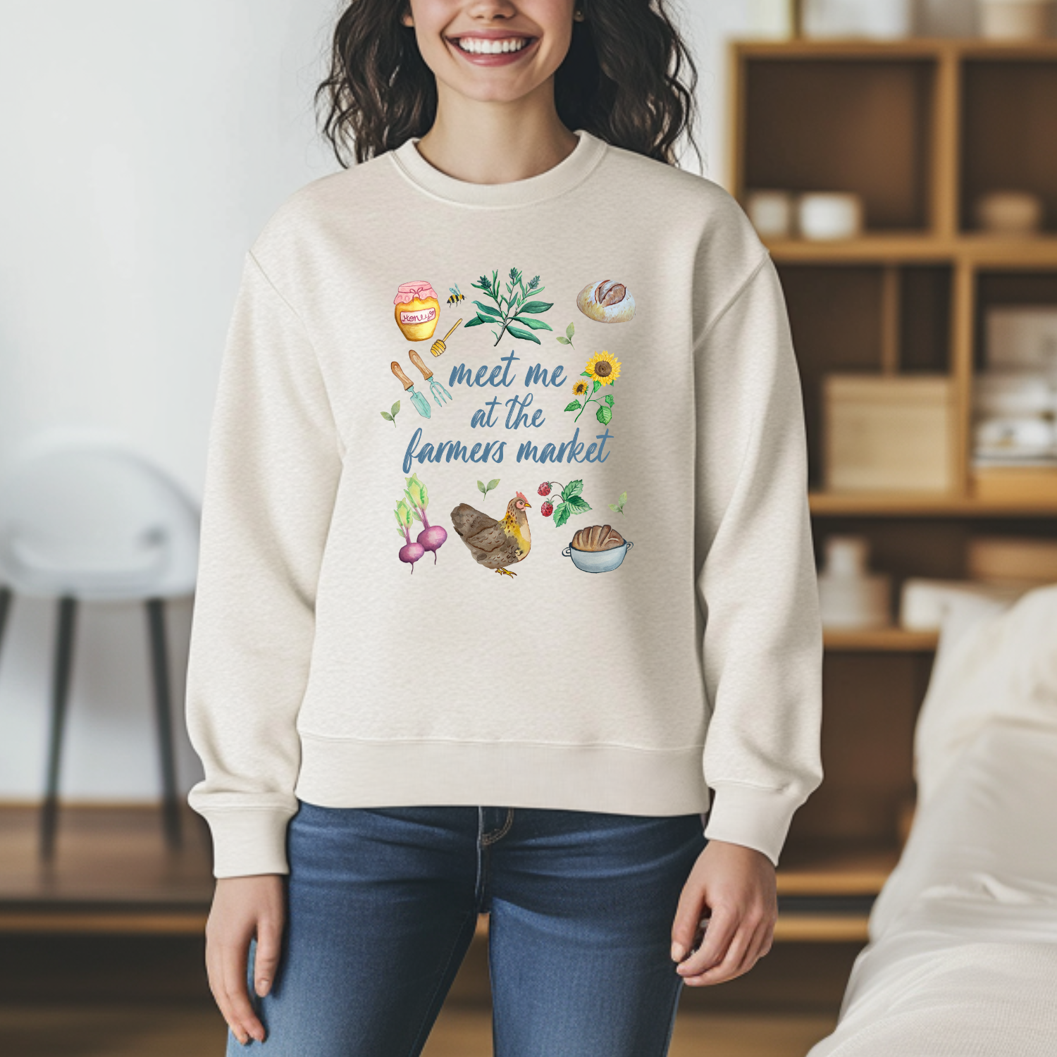 Meet Me At The Farmers Market - Unisex Sweatshirt - Oatmeal