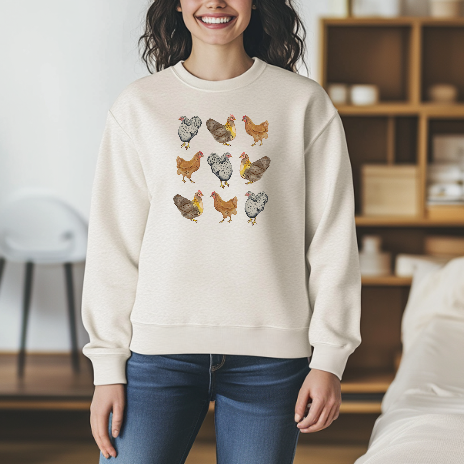 Farmhouse Chickens - Unisex Sweatshirt - Oatmeal