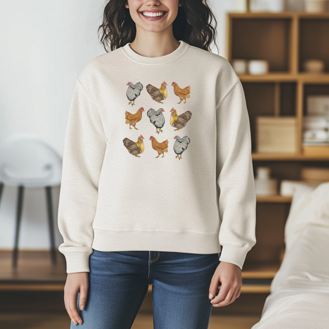 Farmhouse Chickens - Unisex Sweatshirt - Oatmeal