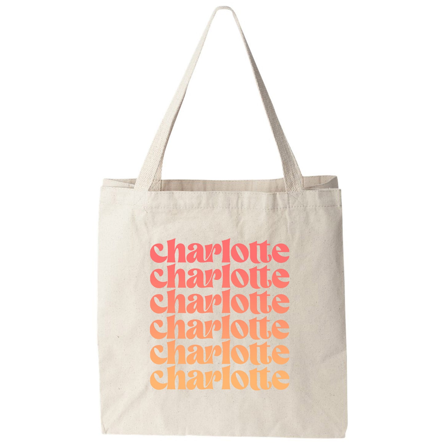 a tote bag with the words charlotte charlotte on it