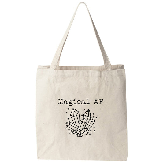 a tote bag with the words,'magic af'printed on it