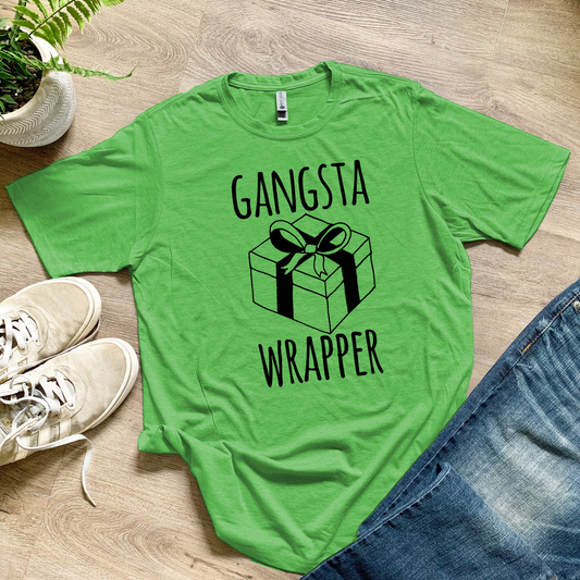 a green t - shirt with the words gaugta wrapper on it