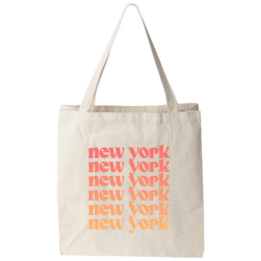 a new york tote bag on a white background