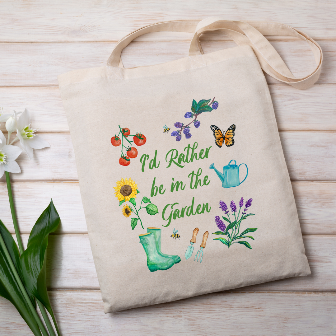 I'd Rather Be In The Garden Watercolor Tote Bag