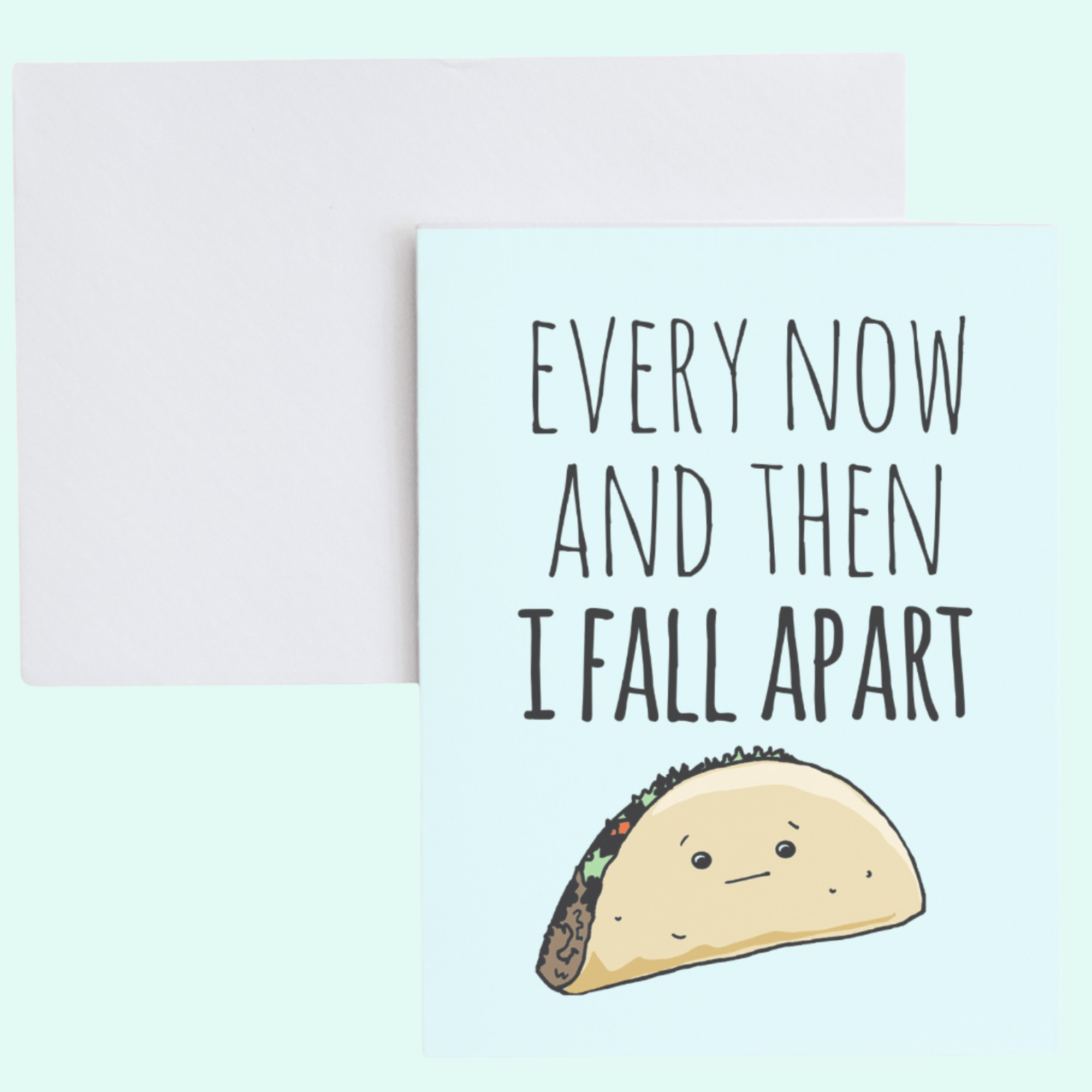 a card with a picture of a taco on it