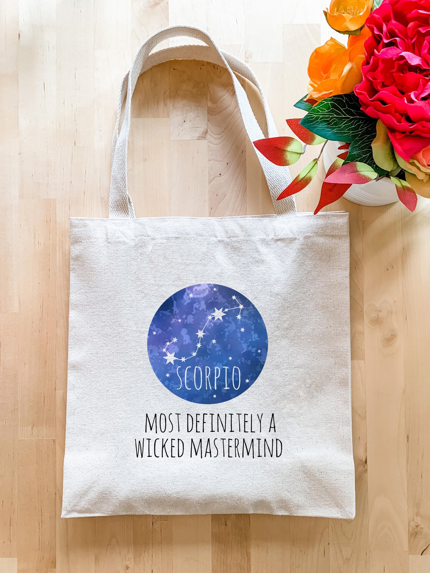 a tote bag with a picture of the zodiac sign